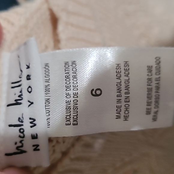 Nicole Miller Kids Cream Knitted Dress With Pink Floral Embroidery - Picture 5 of 5